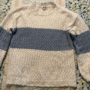 Knox Rose Women's Crewneck Colorblock Pullover Sweater Blue/White Size Small